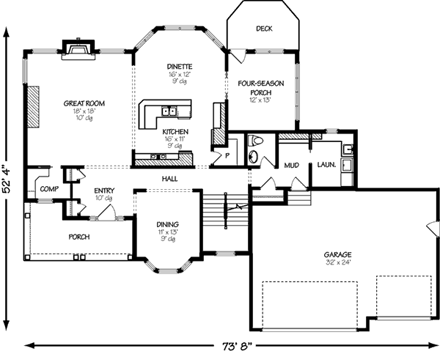 House Plan 57326 First Level Plan