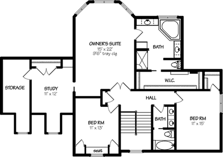 House Plan 57326 Second Level Plan
