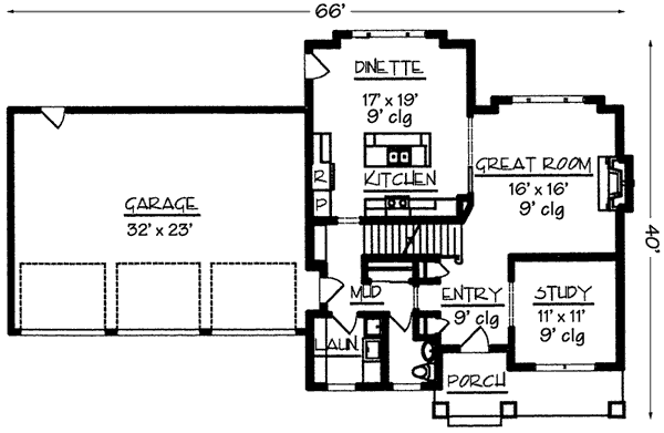 Country Craftsman Level One of Plan 57328