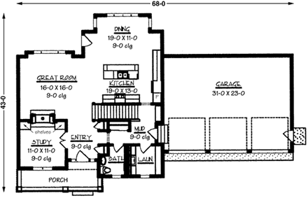 House Plan 57329 First Level Plan
