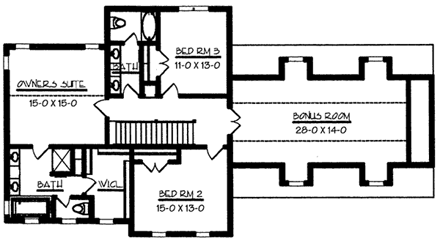 House Plan 57329 Second Level Plan