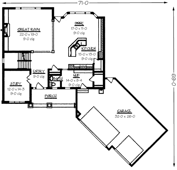 Country Craftsman Level One of Plan 57333