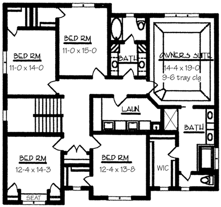 House Plan 57333 Second Level Plan