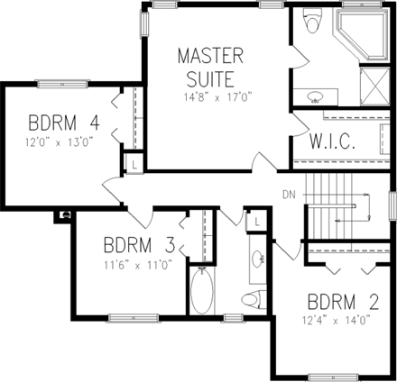 House Plan 57334 Second Level Plan