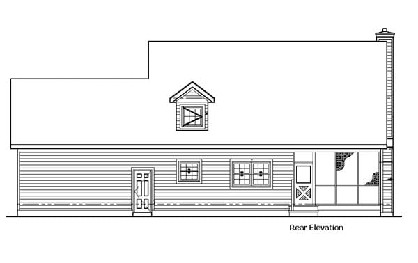 Country Rear Elevation of Plan 57335