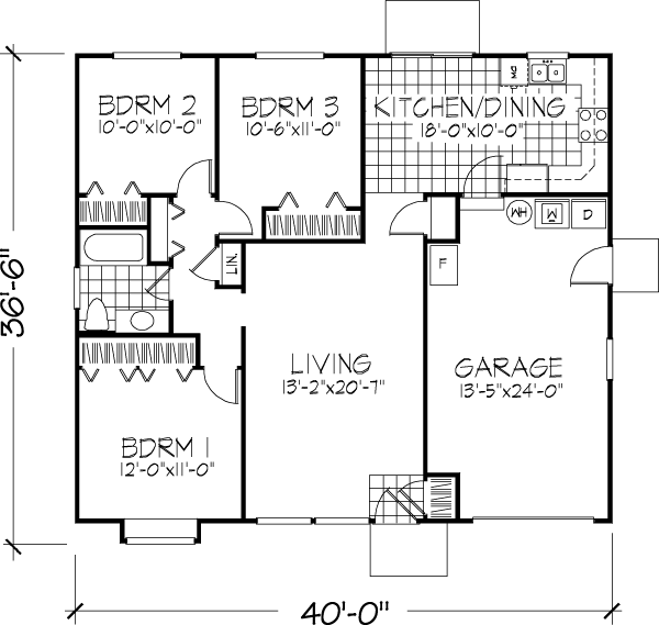 Narrow Lot One-Story Ranch Level One of Plan 57345