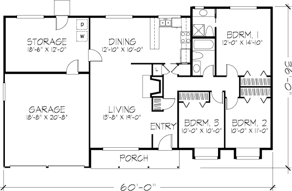 Country One-Story Level One of Plan 57347