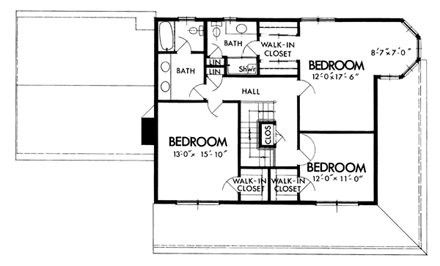 House Plan 57351 Second Level Plan