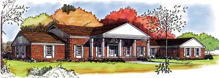 Colonial One-Story Elevation of Plan 57352