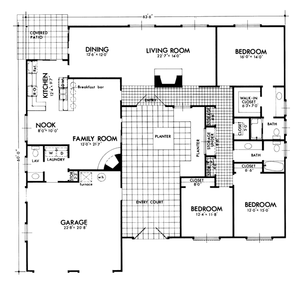 Prairie Style Retro Southwest Level One of Plan 57353