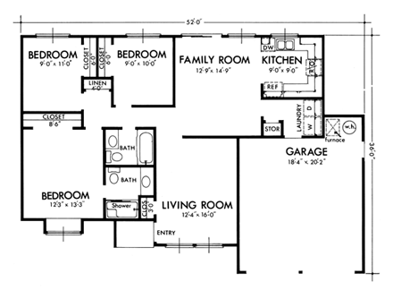 House Plan 57357 First Level Plan