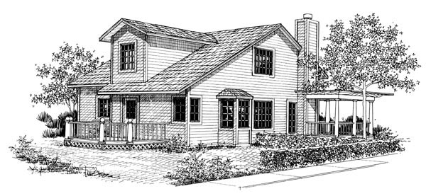 Bungalow Rear Elevation of Plan 57367