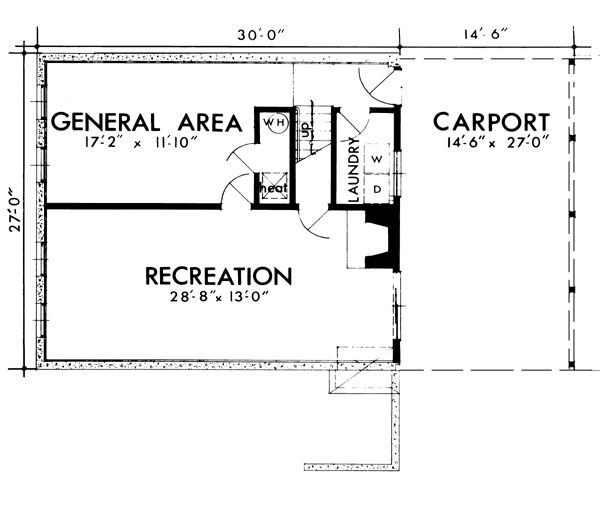 One-Story Lower Level of Plan 57370