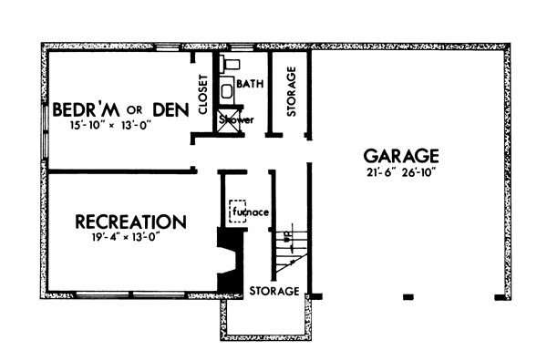 One-Story Lower Level of Plan 57375