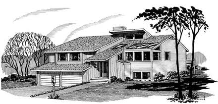 Contemporary Elevation of Plan 57381