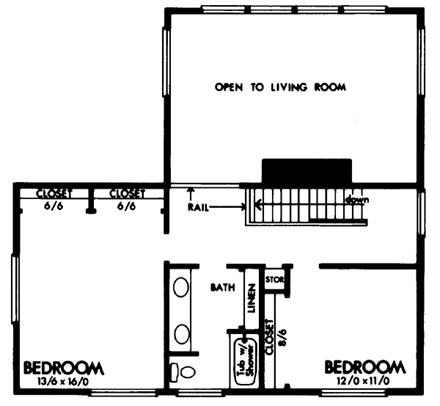 House Plan 57385 Second Level Plan