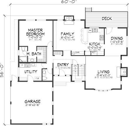 House Plan 57387 First Level Plan