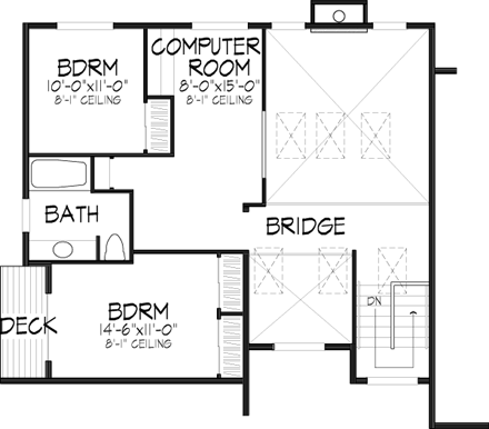 House Plan 57387 Second Level Plan