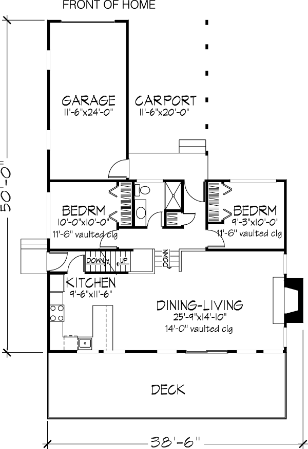 Narrow Lot Ranch Level One of Plan 57390