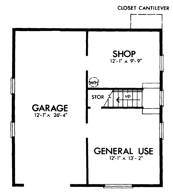 Cabin Contemporary Cottage Narrow Lot Lower Level of Plan 57391