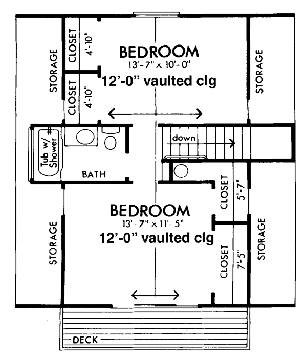 Cabin Contemporary Cottage Narrow Lot Level Two of Plan 57391