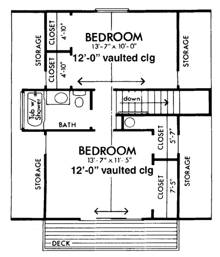 House Plan 57391 Second Level Plan