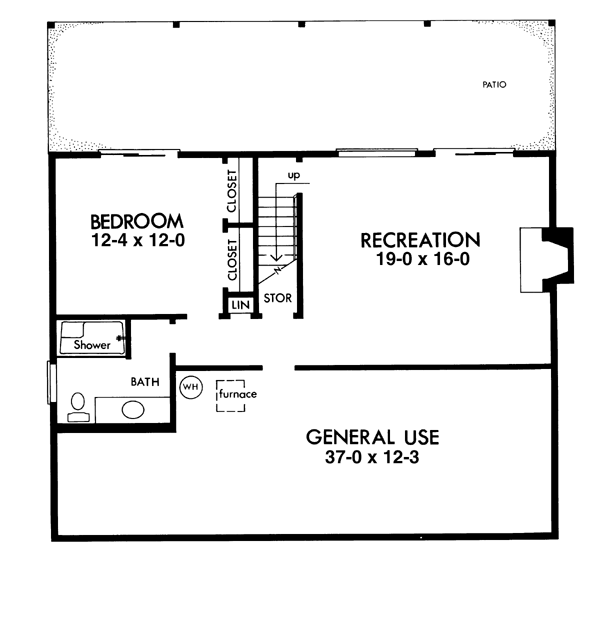 One-Story Ranch Lower Level of Plan 57400