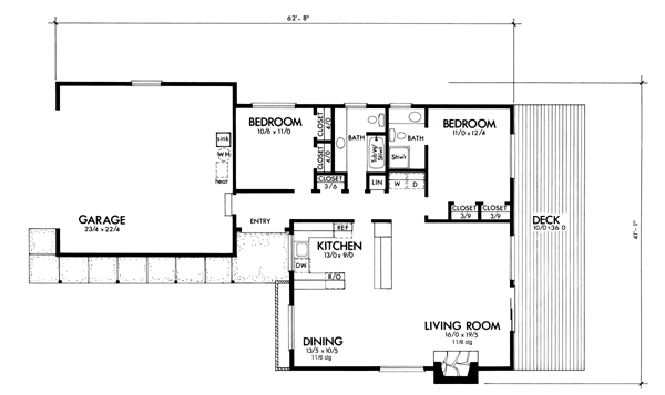 One-Story Ranch Level One of Plan 57401