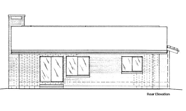 One-Story Ranch Rear Elevation of Plan 57401