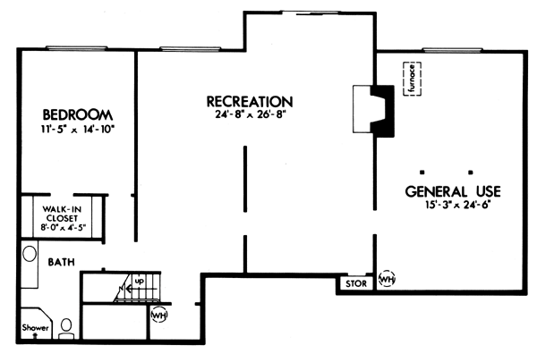 Contemporary One-Story Retro Lower Level of Plan 57402