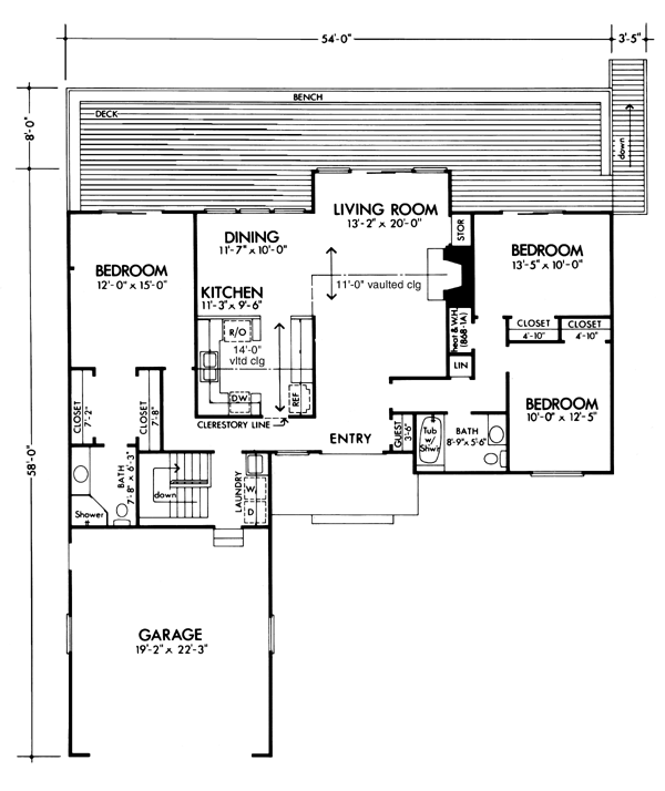 Contemporary One-Story Retro Level One of Plan 57402