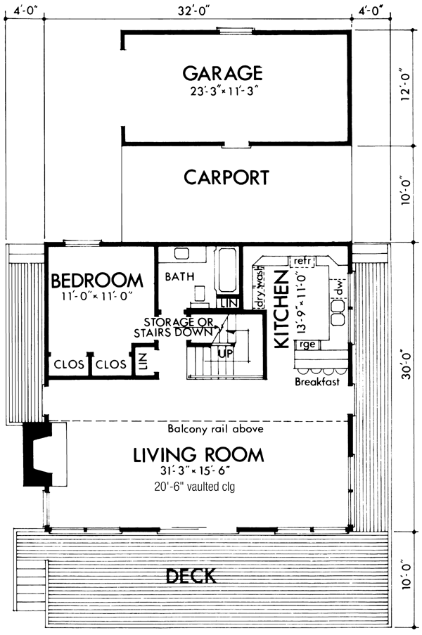 Cabin Narrow Lot Level One of Plan 57403