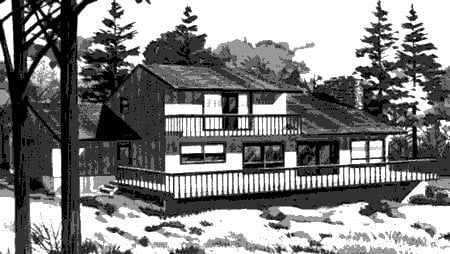 Cabin Plan with 1520 Sq. Ft., 3 Bedrooms, 2 Bathrooms, 1 Car Garage Elevation
