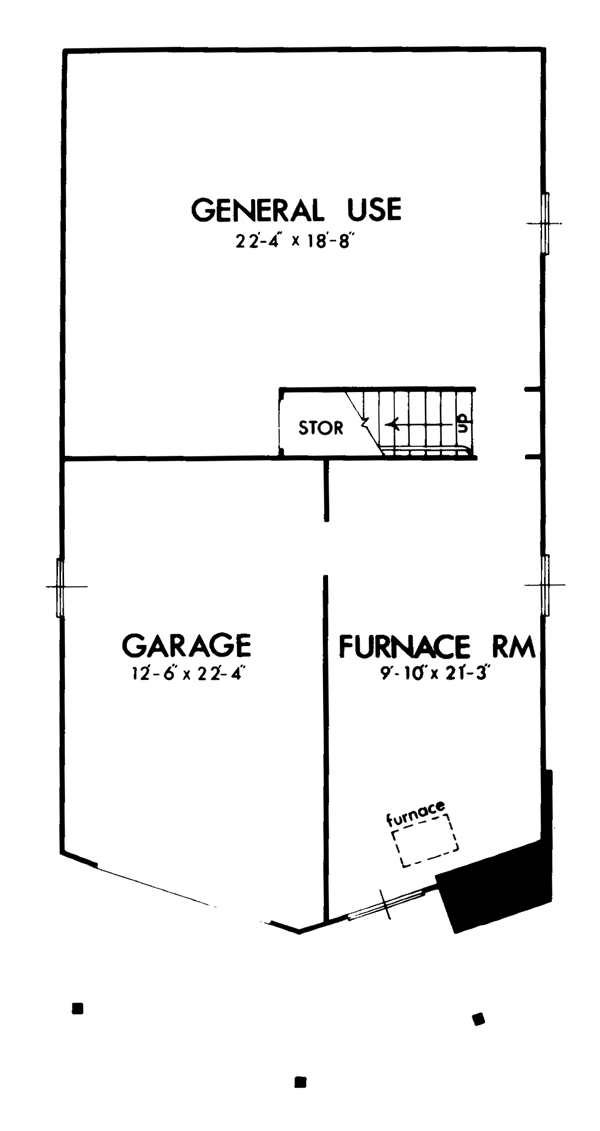 Narrow Lot Ranch Lower Level of Plan 57411