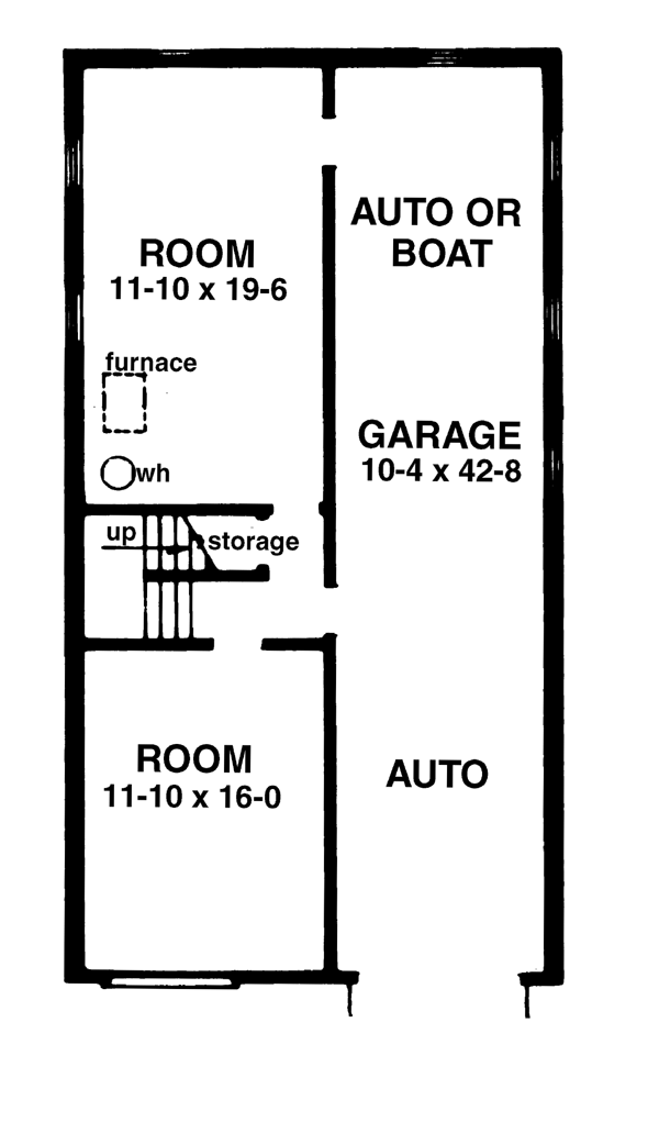 Narrow Lot One-Story Ranch Lower Level of Plan 57413