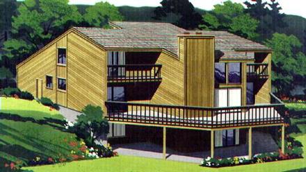 Contemporary Narrow Lot Elevation of Plan 57417