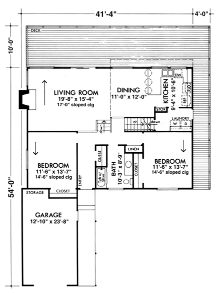 House Plan 57424 First Level Plan