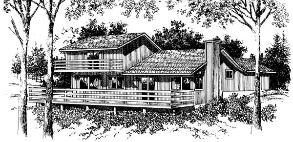 Cabin Rear Elevation of Plan 57424