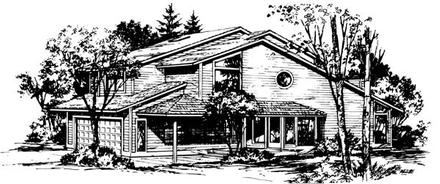 Contemporary Narrow Lot Elevation of Plan 57432