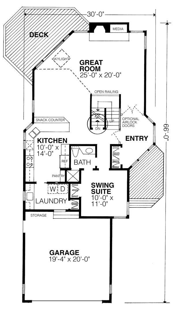 Contemporary Narrow Lot Level One of Plan 57433