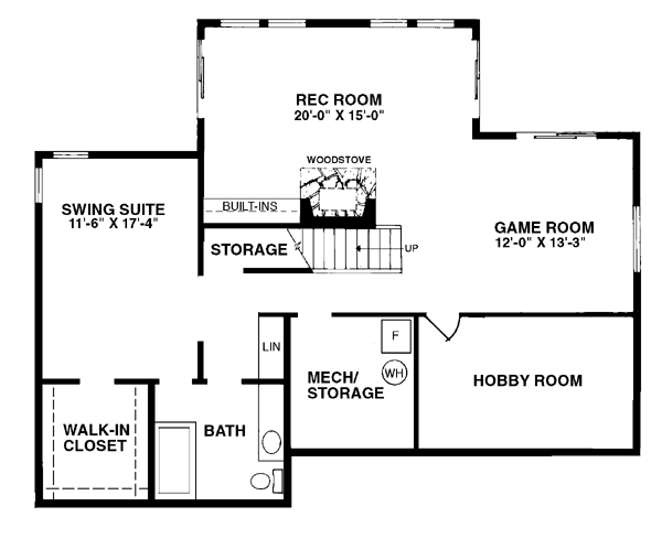 Contemporary Retro Traditional Lower Level of Plan 57434
