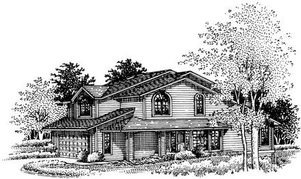 Country Narrow Lot Elevation of Plan 57435