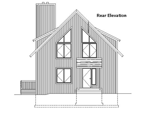 Cabin Contemporary Rear Elevation of Plan 57437