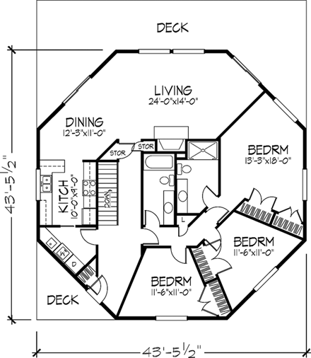 House Plan 57439 First Level Plan