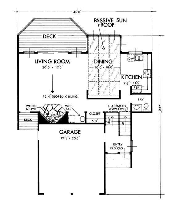 Cabin Narrow Lot One-Story Level One of Plan 57445