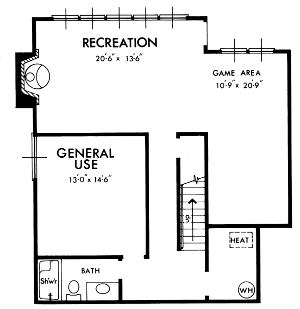 Contemporary Narrow Lot Lower Level of Plan 57447