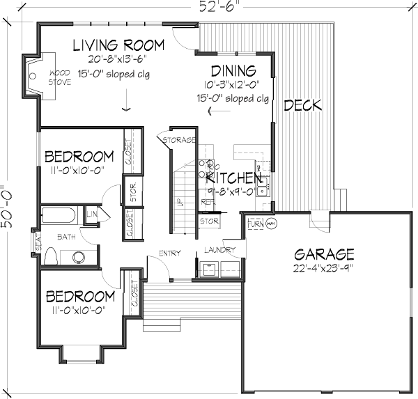 Contemporary Narrow Lot Level One of Plan 57448
