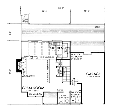 House Plan 57454 First Level Plan