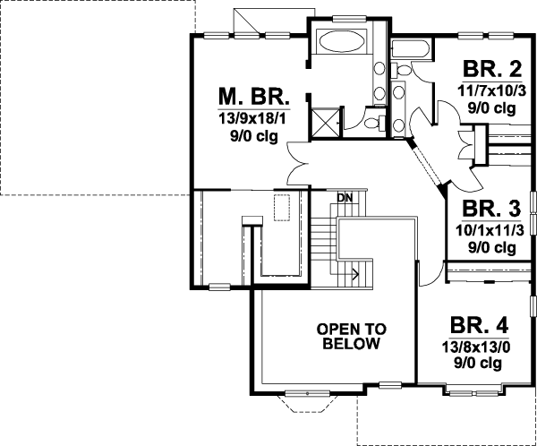 Country Farmhouse Level Two of Plan 57456