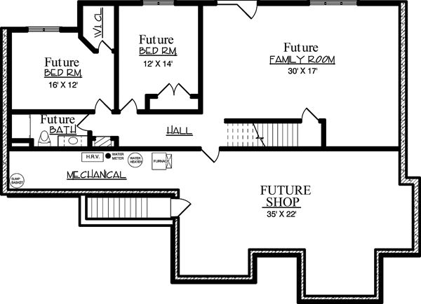 European One-Story Lower Level of Plan 57459